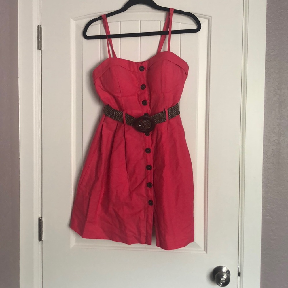 Pink Summer Dress with Belt _ Juniors